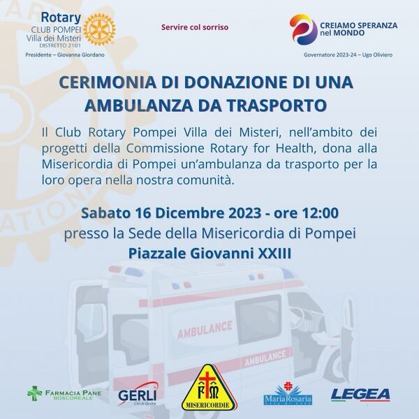 16dic2023 ambulanza dono alla misericordia pompei